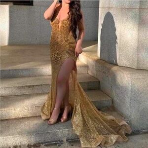 Gold prom dress
